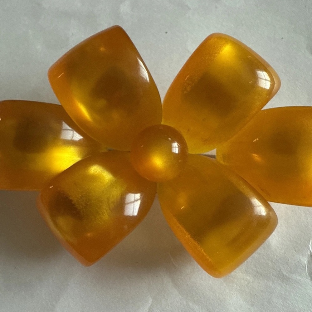Yellow Lucite Brooch